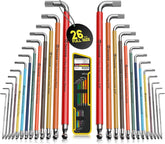 Facoow Allen Wrenches Sets, 26pcs Full Size SAE & Metric Hex Key Set with Tool Organizer Bag, Heavy Duty Extra Long Arm Allen Wrenche Sets, Ball End Allen Keys, Color Coded Premium Allen Wrench Set
